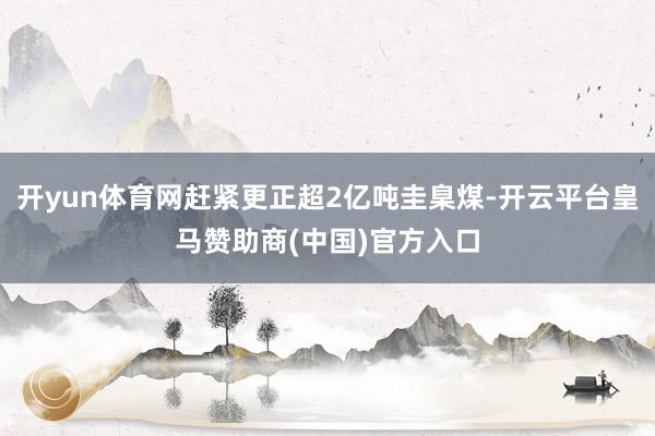 开yun体育网赶紧更正超2亿吨圭臬煤-开云平台皇马赞助商(中国)官方入口