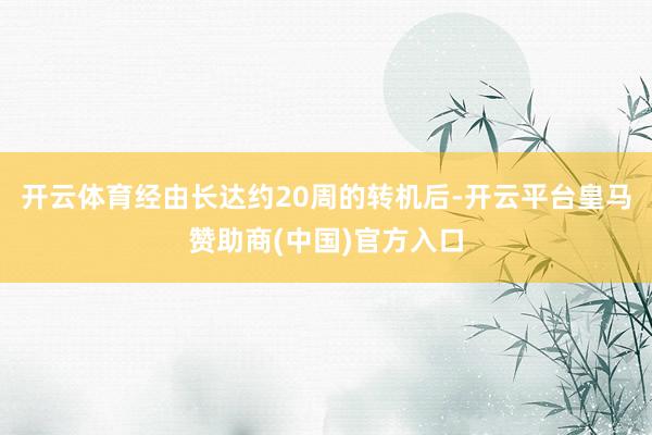 开云体育经由长达约20周的转机后-开云平台皇马赞助商(中国)官方入口