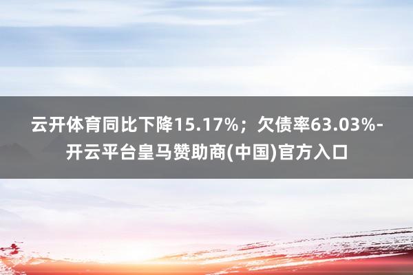 云开体育同比下降15.17%；欠债率63.03%-开云平台皇马赞助商(中国)官方入口