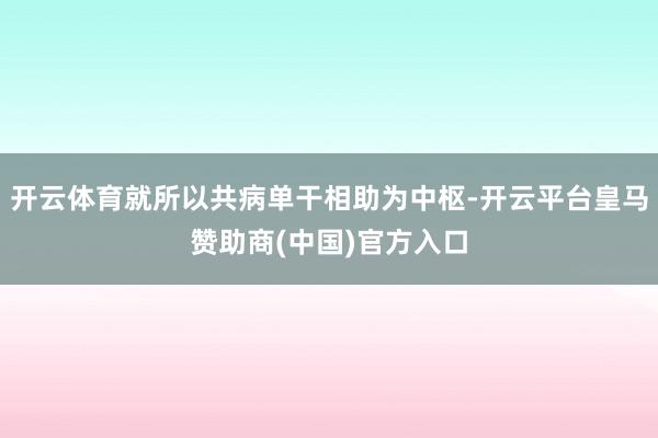 开云体育就所以共病单干相助为中枢-开云平台皇马赞助商(中国)官方入口
